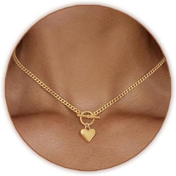 Jewelry - Heart Necklace for Women Gold/Silver Plated Trendy Heart Choker Lover Pendant Hy